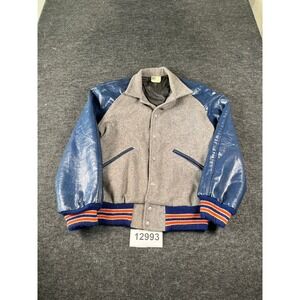 Howe Athletic Varsity Jacket Mens 40 Grey Blue Excellent Vintage USA Wool